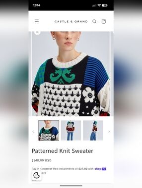 Women's Touche Patterned Knit Sweater Size Medium Multi Color